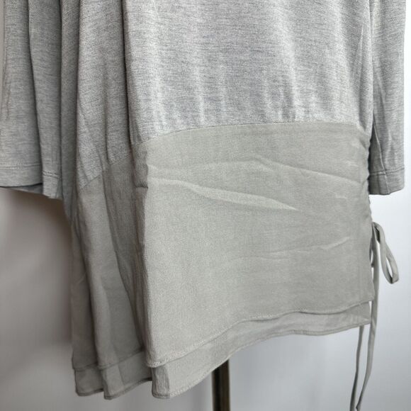 St. John Gray Viscose Silk Tunic Panel Blouse Shirt Top Size Small 100% Silk - Picture 3 of 11